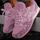 Large-Size Women's Shoes Casual Sneakers Women's New Autumn 2025 New Glided Loose Cakes With Breathable Water Drill Singles Shoes For Women HZ0115