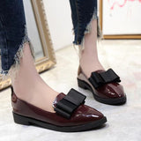 Spring Korean Version Of The Bow Tip Casual Low Single Shoes Women's Flat Base Simple Socket Commuting Women's Leather Shoes HZ0115