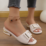 Fang Buckle Slippers Women 2025 Summer New Large-Size Fashion Fish Mouth Comfortable Wearing Low-Heeled One-Word Drag HZ0115