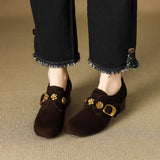 Great Look! Scrub Retro Gold Buckle Coarse Heel Lefu Single Shoes Women Heel Grandmother Shoes HZ0115
