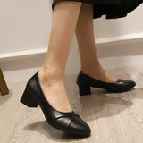 Coarse Heel Single Shoes Women 2025 New Spring And Summer Small Fragrant Wind Soft Leather Soft Sole Commuting Women's Shoes Square Head Gentle Mary Jane Shoes HZ0115