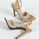 Lady Knots With Round Head With Round Head Slender Heel Apricot High Heels HZ0115