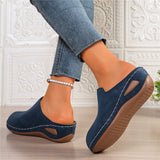 Slope And Round Head Slippers Women's Large Code In The Autumn Of 2025 New Thick Soles Pedaled Half Slippers HZ0115