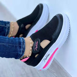 Large-Size Casual Single-Shoe Women's Spring And Summer New Flat Bottom Flying Weaving Breathable Magic Sticker Casual Mesh Shoes HZ0115