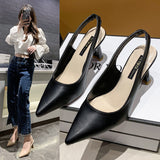 2025 Spring And Summer New Sharp-Headed High-Heeled Shoes Women's Fine Heel Head Sandals Behind The Empty Light Single Shoe HZ0115