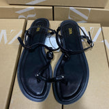 ZAJ2025 Spring New Black And White Round Head Flat Bottom And Fine Heel Head Behind The Word With Women's Shoes HZ0115