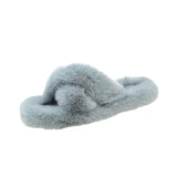 Hairy Slippers Women Wear Net Red Code 2025 New Autumn And Winter Warm Wear Cross Fur Slippers HZ0115