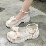 French Mary Jane Shoes Women 2025 Spring And Autumn New Pearl Bow Girl Single Shoes Coarse Fairy Wind And Happy Shoes HZ0115