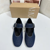 ZA Home 2025 New Female Shoes Temperament Famous Mary Jane Flat-Bottomed Ballet Shoes Flat Heded Shallow Mouth Round Head Single Shoes Women HZ0115