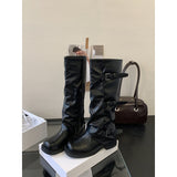 French Thick-Bottomed Coarse And Belt Buckle Folded Long Boots 2025 New Sweet Cool Hot Babes Pile Pants Tube Boots HZ0115
