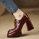 Coarse Heel High-Heeled Women 2025 Spring New Waterproof Table Lace Women's Shoes Temperament Coarse Commuting Deep Mouth Single Shoes HZ0115