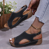 Large-Size Slope Heel Sandals Women 2025 Summer Sandals New Thick Bottom Slope And Fish Mouth Sandals HZ0115