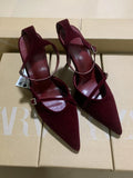 ZA Home 2025 Fashion New Pointed Women's Shoes Classic White Patent Leather Shallow Heel Stumbling Women's High Heel Sandals HZ0115