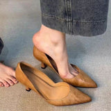 French Shallow Single Shoes 2025 Summer New Temperament In The Empty Tip Of The Retro Pedal High Heels Woman HZ0115