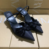 ZA Home 2025 New Women's Shoes Black Low Heel Temperament High Heels High-Heeled Shoes Behind The Shallow Mouth Trip Single Shoes HZ0115