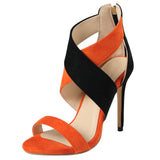 2025 Summer New Fashion Sexy Word Cross-Head With Sharp Tip Ultra-High Fine Sandals Large Size HZ0115