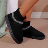 Autumn And Winter New Pine Cake Thick Bottom Knitted Mouth To Keep Warm Snow Boots Women's Korean Version Round Tsetse Women Cotton Boots HZ0115