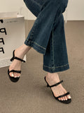 French Fairy Wind Bow Black High Heels Women Cut Men And Cool Slippers Dew Word With Beautiful Sandals HZ0115