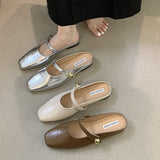 Fairy Wind Flat Bottom Bao Head Half Slippers Women Wear 2025 Spring New Pregnant Women Pedaling Small Fragrant Breeze Shoes Tide HZ0115