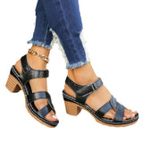 2025 Summer Thick Heel Sandals Light Hollow Pure Color Large Size Women's Foot Slippers Batch HZ0115