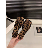 Small Leopard-Print High-Heeled Slippers Women's Shoes Fashion Wear 2025 New Summer Temperament French Cool Drag Sandals HZ0115