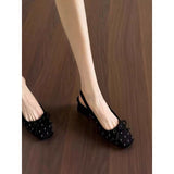 2025 Summer New Bow With Bag Head Sandals Women's Fashion Thick Side Head Mary Jane Single Shoes HZ0115
