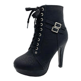 New Autumn 2025 Cross-Tie Martin Boots Fine High Women's Short Boots Fashion Belt Buckle Female Boots HZ0115