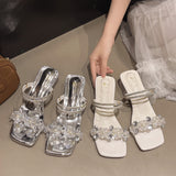 2025 Summer New Fashion Transparent Crystal And External Temperament Fashion Flowers And Fairy Wind Two Wearing Cold Slippers HZ0115