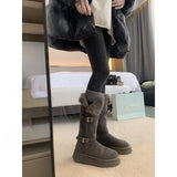 Buckle With Thick-Sleet Hair Edge To Keep Warm Cotton Shoes In The Long-Singed Snow Boots Women Winter Model HZ0115