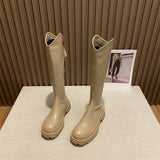 White Chelsea Boots Long Barrel Knight Boots 2025 New Martin Boots Autumn Winter Women's Shoes High-Heeled Long Boots HZ0115