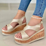Summer New Slope And Fish Mouth Sandals Women Thick-Sed Loose Cake Casual Sandals Roman Sandals Women Shoes HZ0115