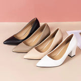 Fashion Single Shoes Women's Coarse Heel 2025 Spring New Pointed Work Shoes Shallow One-Foot Pedal Korean Version Of High Heel Simple HZ0115