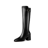 Coarse But Knee Boots Square Head 2025 New High-Heel High-Heel High-Heeling Boots Are Thin But Knee Boots HZ0115