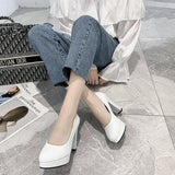 In The Spring Of 2025, The New Round-Headed Patent Leather Women's Shoes Are Thick And High Heel High Heels, And The Daily Dress Of Single Shoes In The Workplace. HZ0115