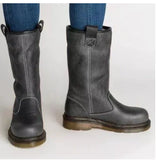 Wish Winter New Round Head Pu Flat Bottom Rollover Lady Size Short Boots 34-43 HZ0115
