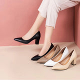 Fashion Single Shoes Women's Coarse Heel 202 Spring New Pointed Work Shoes Shallow One-Foot Pedal Korean Version Of High Heel Simple HZ0115