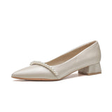 Apricot Coarse Heel Single Shoes Femininity Bridesmaid High Heel Women Low Heel 3Cm Main Wedding Dress Engagement Wedding Shoes Bride HZ0115