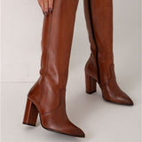 Dropshopping2025 Winter New Fashion High-Tend Size 40-43 Pointed Side Zipper High-Sleest Girl HZ0115