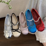 Inner Height Raised Small Silk Satin Single Shoes Women 2025 New Spring And Autumn French Retro Ballet Style Thick-Soled Mary Treasure Shoes HZ0115