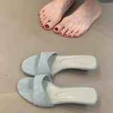 Vintage Velvet Noodles Small Slope And Dew Slippery Slippers Women Wear Comfortable Soft Soles Pedal Cool Slippers HZ0115
