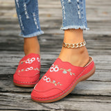 National Wind Flowers Baotou Slippers Women's Shoes Large-Size Round Head Head And Fashion Wear Half Slippers HZ0115