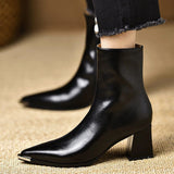 Maillard Retro Fashion Metal Sharp Head And Fashion Boots Autumn And Winter New Plus Velvet Temperament Short Boots HZ0115
