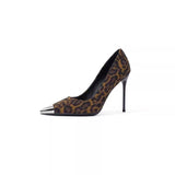 Metal Head Leopard Fine Heel Temperament High Heel Women 2025 Autumn And Winter New Small Design Light-Slip Single Shoes HZ0115