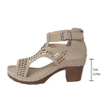 Large-Size Women's Shoes 2025 Summer New Coarse Heel High-Heeled Shoes Hollow Fish Mouth Sandals Women HZ0115