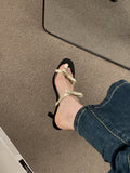 French Fairy Wind Bow Black High Heels Women Cut Men And Cool Slippers Dew Word With Beautiful Sandals HZ0115