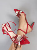 Women's Round Head Three-Dimensional Flowers Paint And Fine High Heel Sandals Women's Shoes Elegant Silver HZ0115
