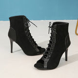 Fashion Fine High Heel Sandals Lace Fish Mouth Sexy Cool Boots Party Dance Shoes HZ0115